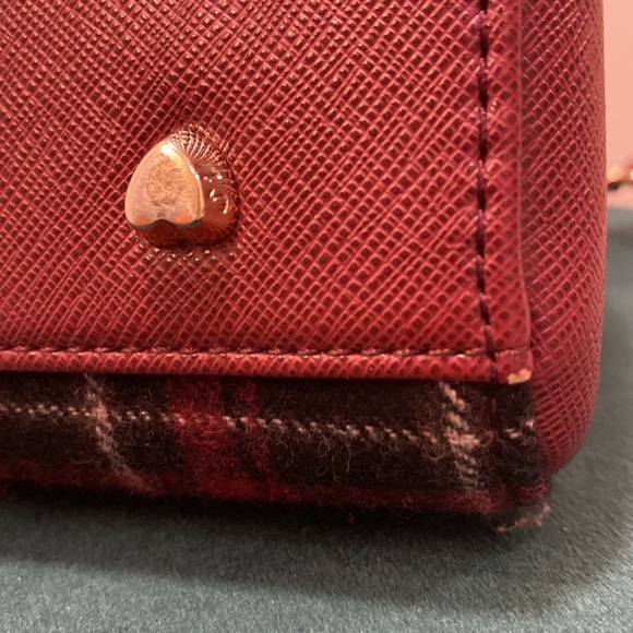 EUC RARE Samantha Vega Fulfilled Love Burgundy Tartan Plaid Crossbody Handbag. - Picture 13 of 17